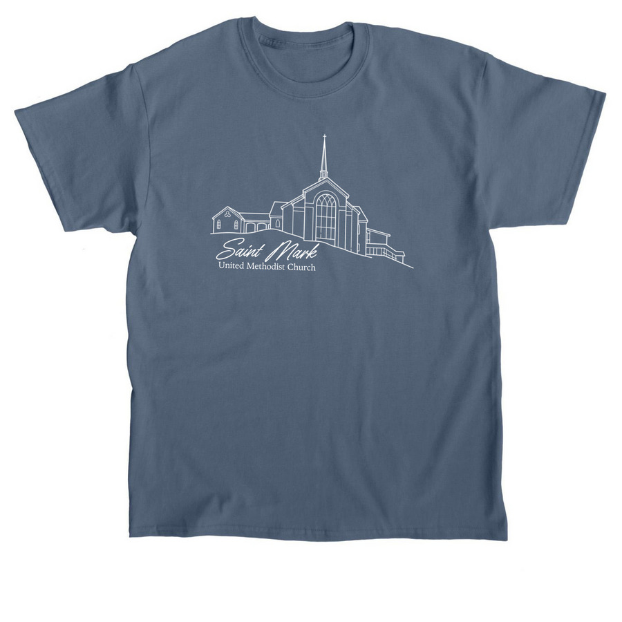 Church Outline - White, a Indigo Blue Classic Unisex Tee