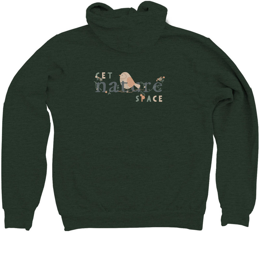 CET Nature Space, a Heather Forest Zip Up Hoodie (back-view)