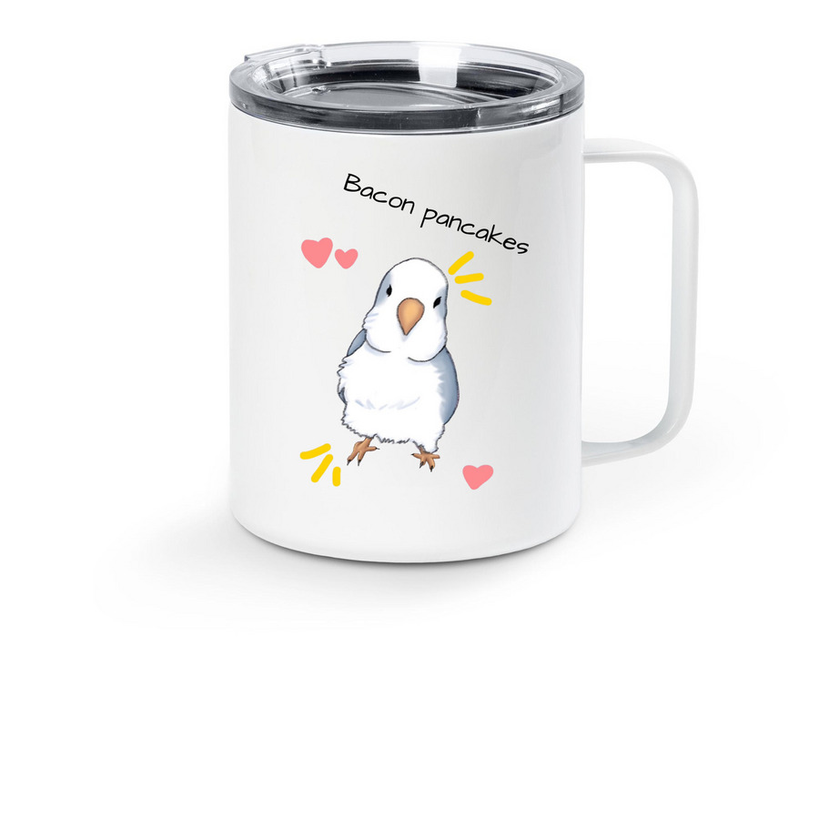 Bacon Pancakes Travel Mug, a White Stainless Steel Travel Mug