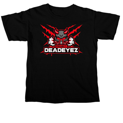 Red PDE Logo, a Black Comfort Colors Unisex Tee