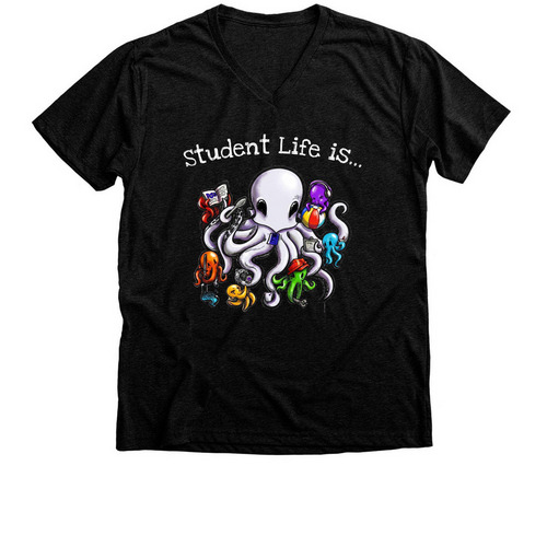 SLT shirts, a Black Heather Premium V-Neck Tee