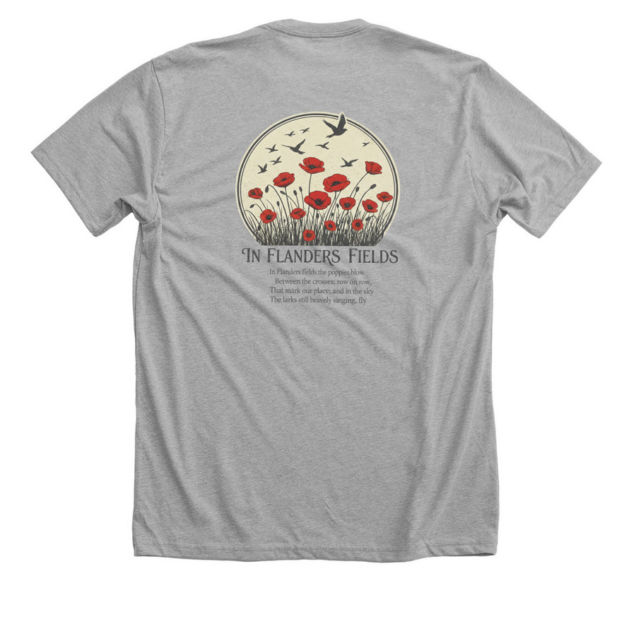 Flanders Field, a Athletic Heather Premium Unisex Tee (back-view)
