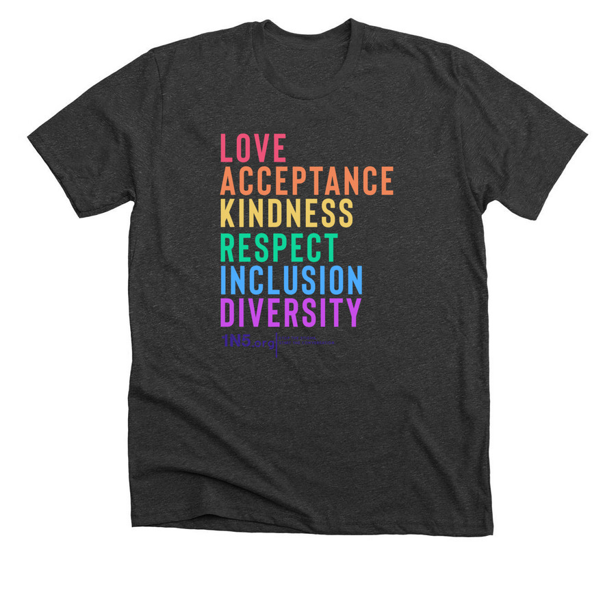 'ACCEPTANCE' Shirt Benefiting 1N5, a Dark Grey Heather Premium Unisex Tee