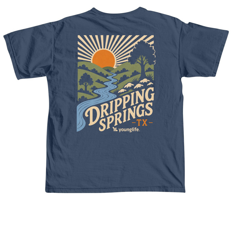 Dripping Springs Area Shirt 2026, a Midnight Comfort Colors Unisex Tee (back-view)