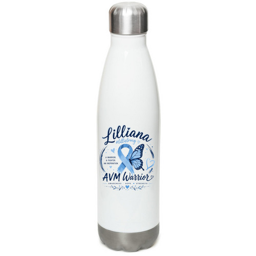 Hope, Healing & #LilliStrong, a White Stainless Steel Water Bottle