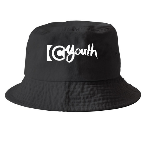 Youth Hats, a Black Printed Bucket Hat