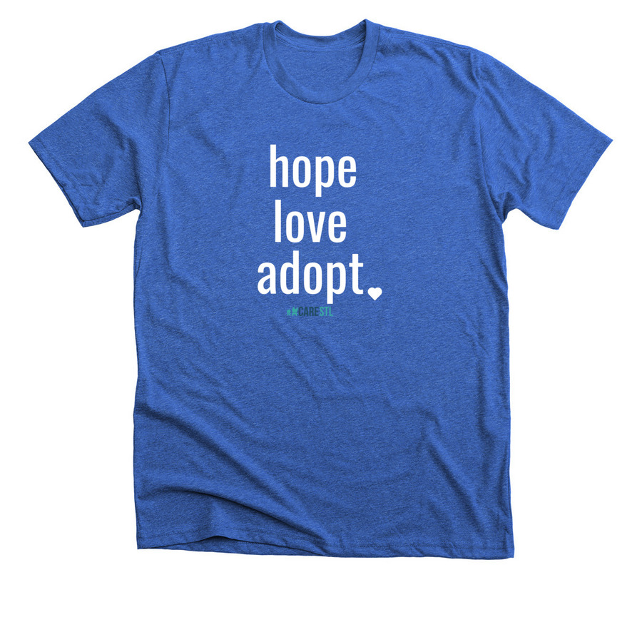 Hope Love Adopt, a Heather True Royal Premium Unisex Tee
