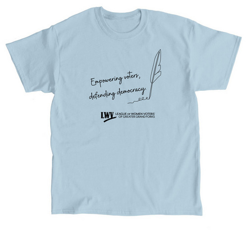 Empowering Voters, Defending Democracy, a Light Blue Classic Unisex Tee
