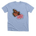 Support Immigrants (black text), a Heather Baby Blue Premium Unisex Tee