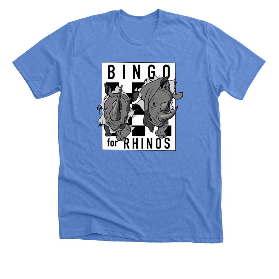 Bingo for Rhino 2026, a Heather Columbia Blue Premium Unisex Tee