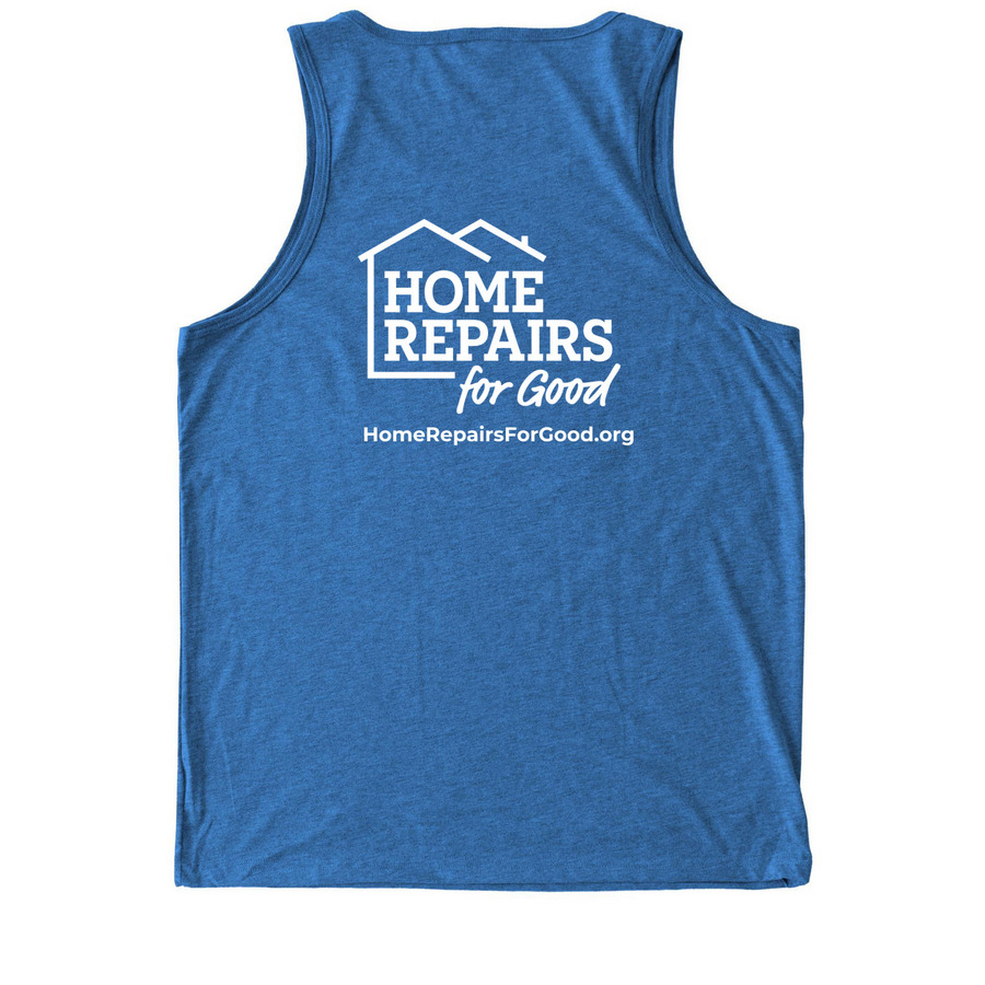 Good for Indy, a Azure Blue Allmade Eco Triblend Tank (back-view)