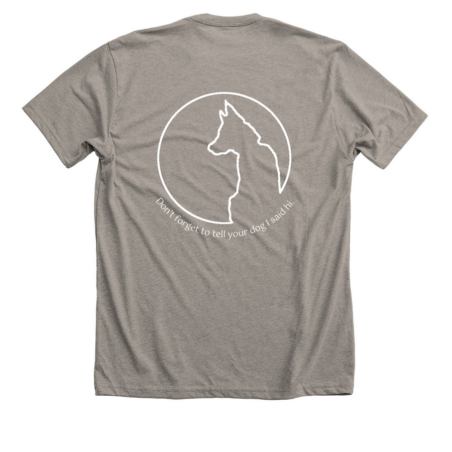 Updated Timeless Dog Tee, a Heather Stone Premium Unisex Tee (back-view)