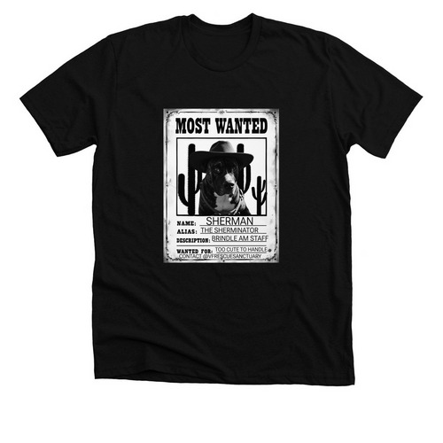 Sherman - Most Wanted, a Solid Black Blend Premium Unisex Tee