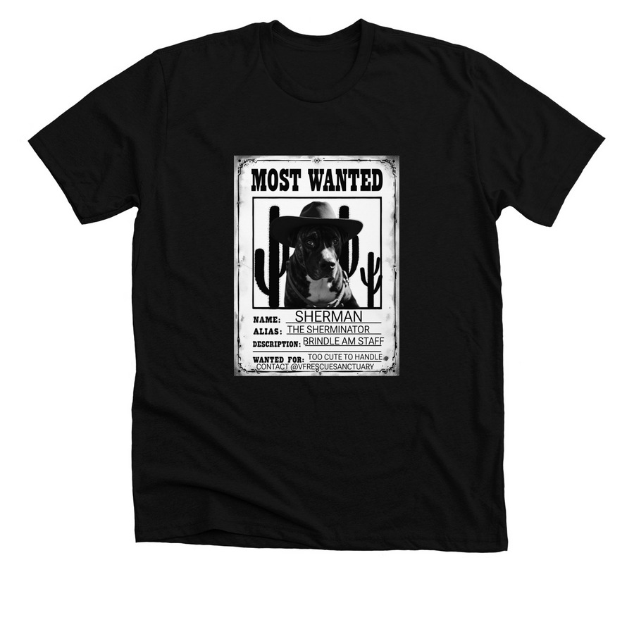 Sherman - Most Wanted, a Solid Black Blend Premium Unisex Tee