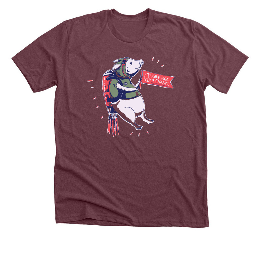 Give Pigs A Chance, a Heather Maroon Premium Unisex Tee