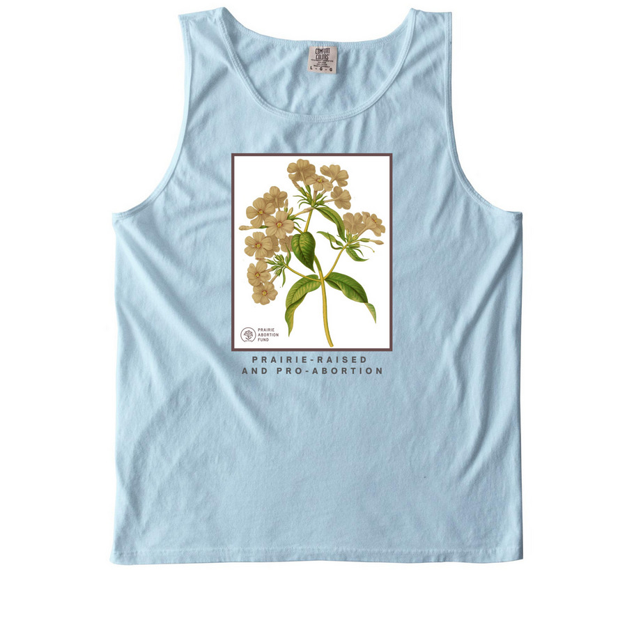 Prairie-Raised & Pro-Abortion, a Chambray Comfort Colors Tank Top