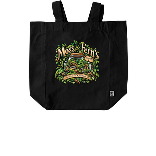 Moss & Ferns Tote!, a Black Recycled Cotton Tote Bag