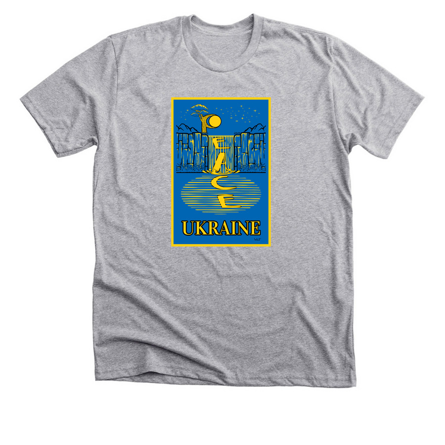 Peace In Ukraine, a Athletic Heather Premium Unisex Tee