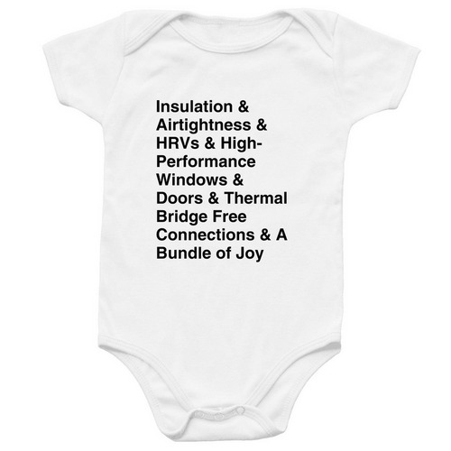 5 Principles & Bundle of Joy, a White Infant Onesie