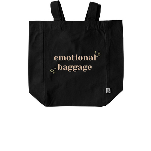 emotional baggage, a Black Recycled Cotton Tote Bag