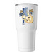 Owen Strong tumbler non-bold lettering, a White Insulated Tumbler (back-view)