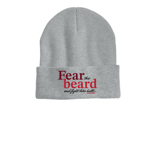 Fear the Beard Beanies, a Heather Grey Printed Cuffed Beanie
