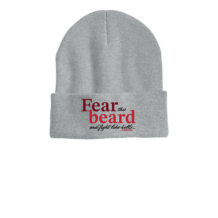 Fear the Beard Beanies, a Heather Grey Printed Cuffed Beanie