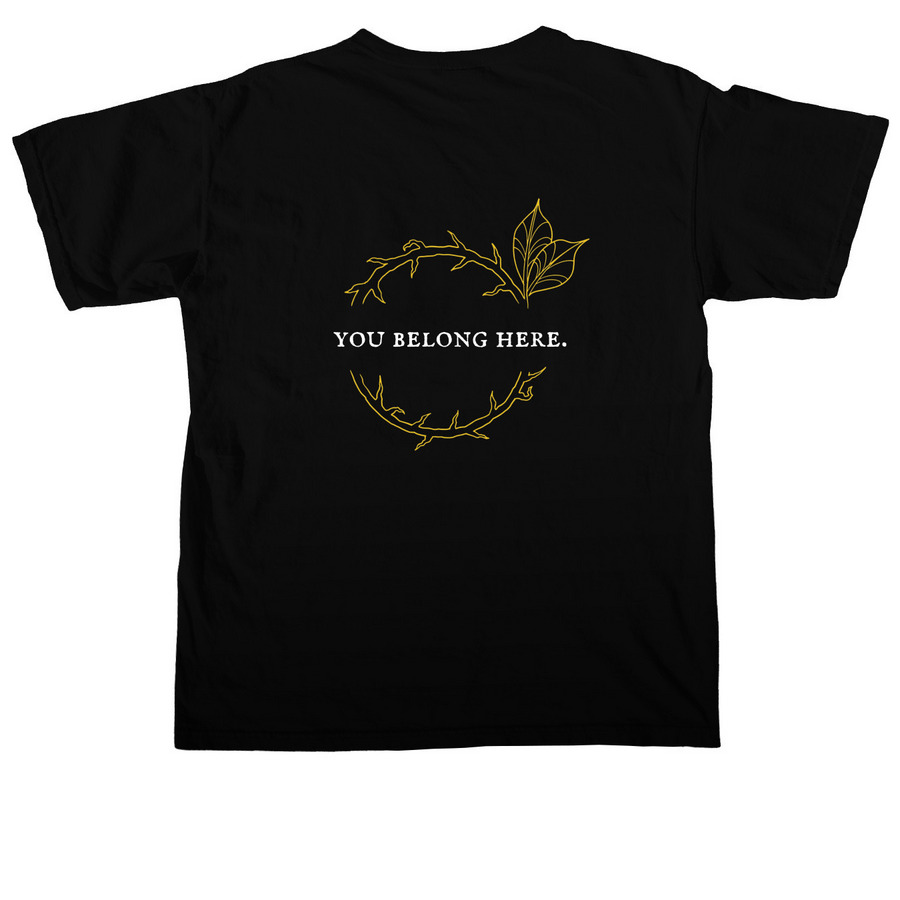 You Belong Here, a Black Comfort Colors Unisex Tee (back-view)