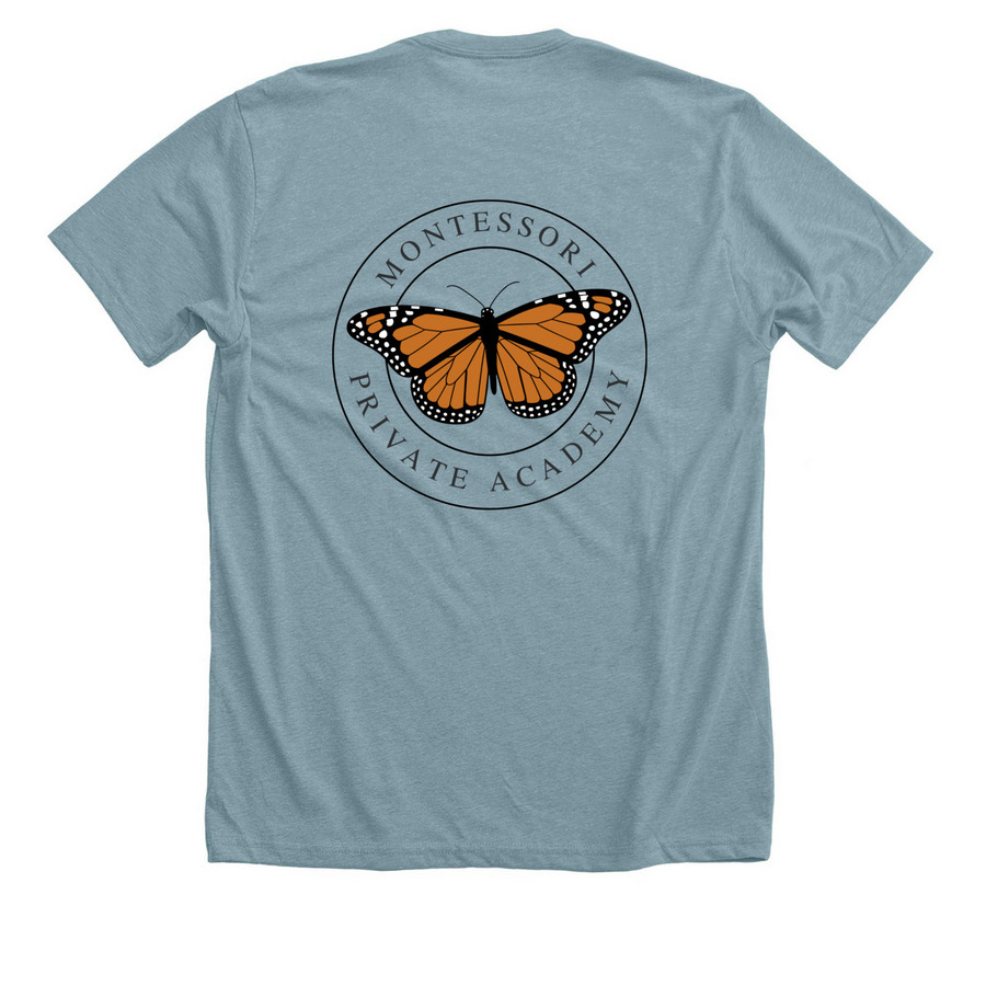 Support MPA with Spirit Wear (Light), a Heather Blue Lagoon Premium Unisex Tee (back-view)