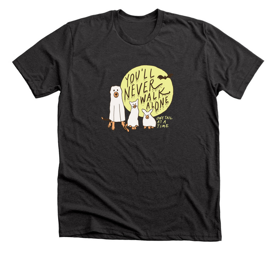You'll Never Walk Alone, a Dark Grey Heather Premium Unisex Tee