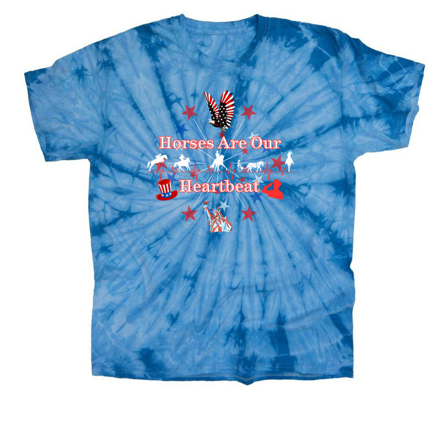 Star Spangled Heartbeat Logo, a Baby Blue Classic Tie Dye Tee