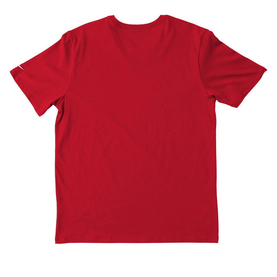 Nike Tee Embler Control Systems Logo, a University Red Nike Dri-FIT Jersey Blend Performance Tee (back-view)
