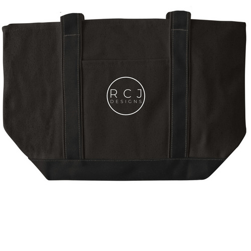 RCJ Designs Black Tote, a Black/Black Large Two-Tone Canvas Tote Bag
