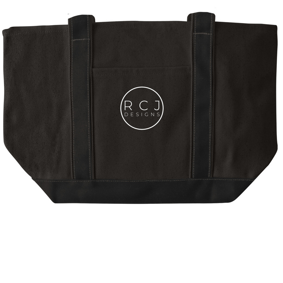 RCJ Designs Black Tote, a Black/Black Large Two-Tone Canvas Tote Bag
