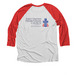 FUPC Welcome, a Red and Heather White 3/4 Sleeve Baseball Tee (back-view)