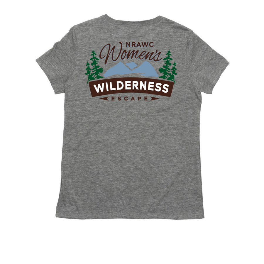 Women?s Wilderness Escape, a Aluminum Grey Allmade Eco Triblend Women?s Tee (back-view)
