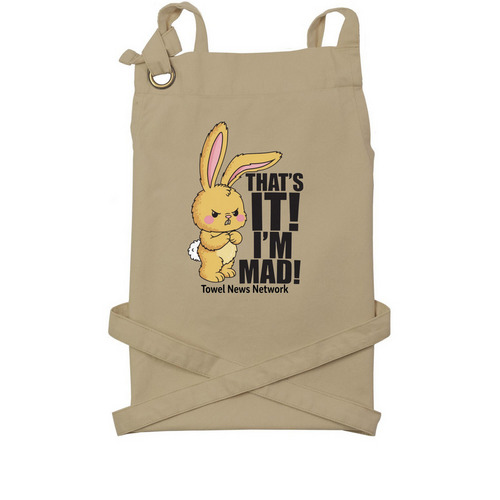 Towel Apron, a Khaki Cotton Canvas Pocket Apron