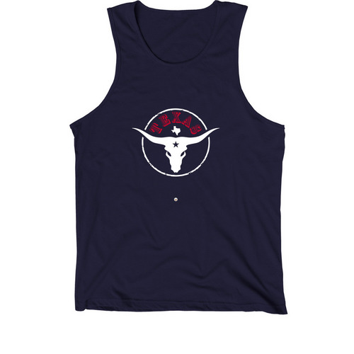 Longhorn Skull, a Navy Premium Cotton Tank