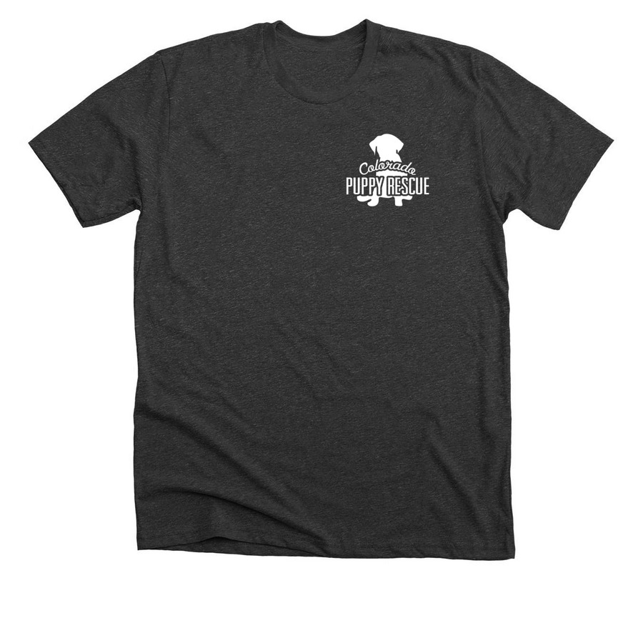 Raised in the Rockies - Colorado Puppy Rescue, a Dark Grey Heather Premium Unisex Tee