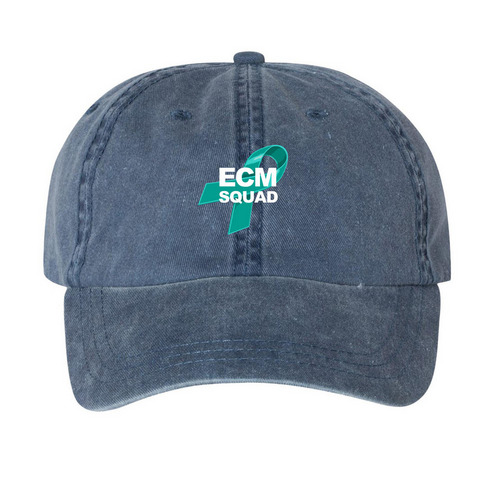 ECM Squad Hats, a Navy Printed Pigment Dye Baseball Cap