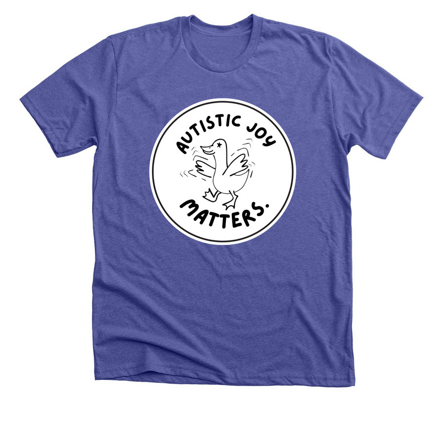 Autistic joy matters with front design&nbsp;, a Heather Lapis Premium Unisex Tee