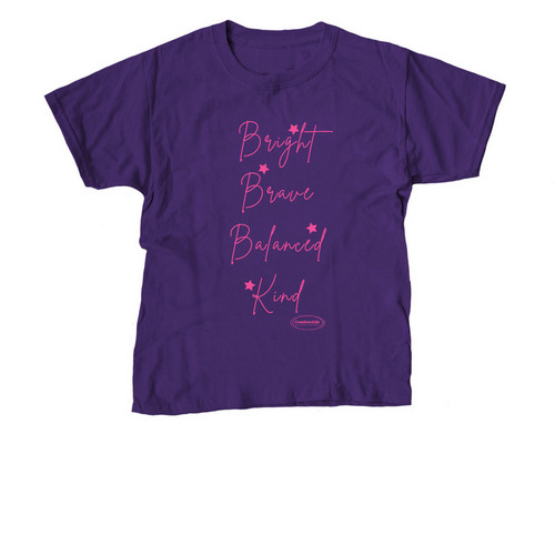 Bright Brave Balanced Kind Tee, a Purple Youth Unisex Tee