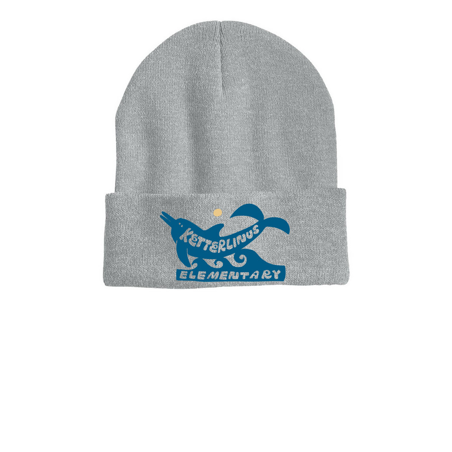 KES Beanie, a Heather Grey Printed Cuffed Beanie