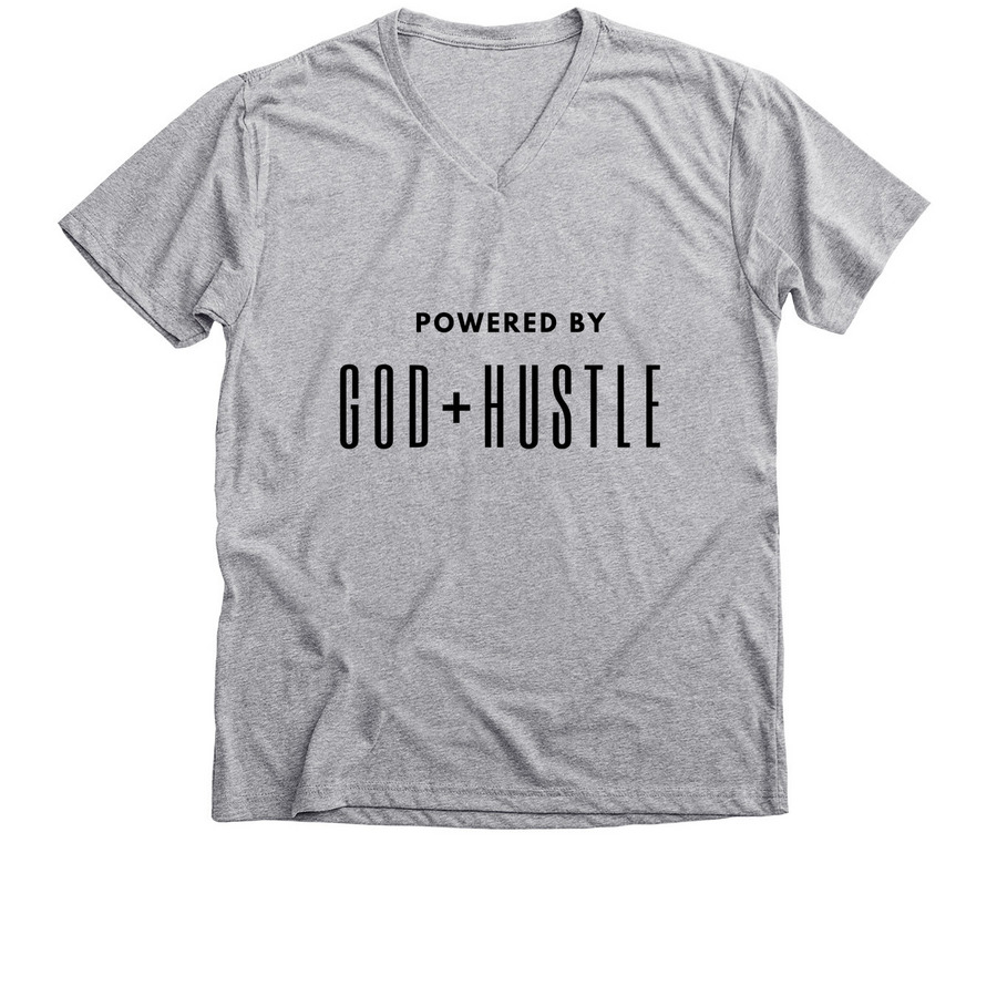 POWERED BY GOD + HUSTLE, a Athletic Heather Premium V-Neck Tee