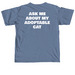 Ask Me About My Adoptable Cat Tees, a Blue Jean Comfort Colors Unisex Tee (back-view)