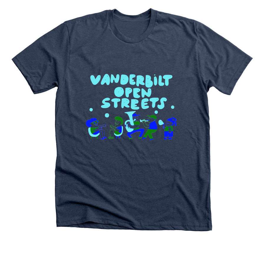 Vanderbilt Open Streets T-Shirts, a Heather Navy Premium Unisex Tee