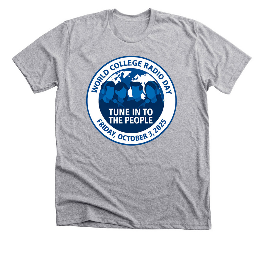 World College Radio Day 2025 Official T-shirt, a Athletic Heather Premium Unisex Tee
