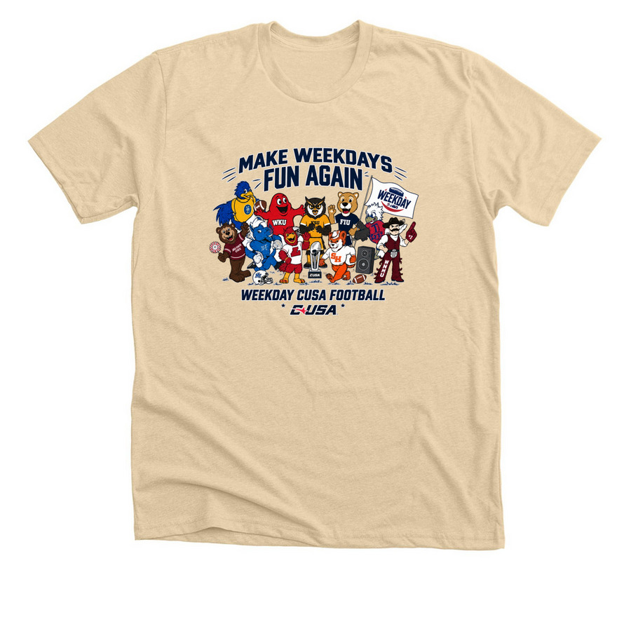 Make Weekdays Fun Again Weekday Cusa Football, a Heather Soft Cream Premium Unisex Tee