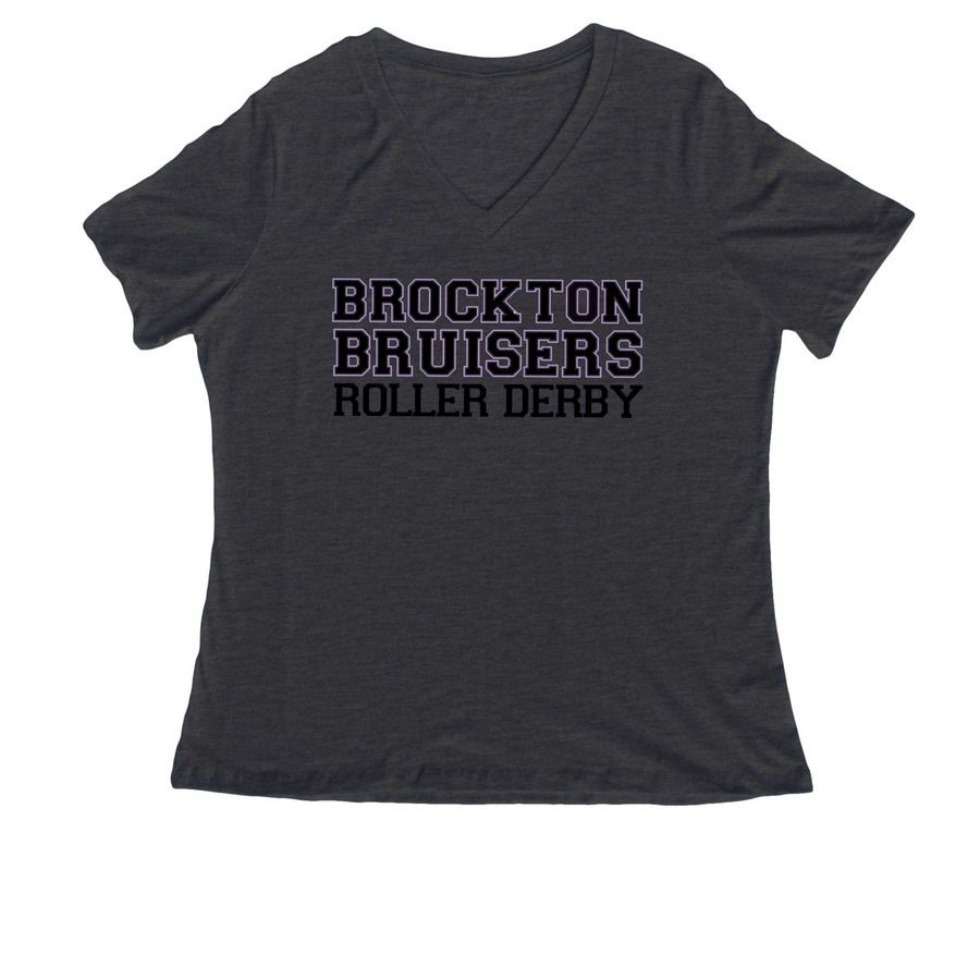 Varsity Lettering Black Ink, a Dark Grey Heather Women's Relaxed V-Neck Tee
