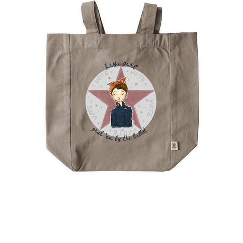 Hey Girl, grab 'em by the ballot!, a Pumice Recycled Cotton Tote Bag